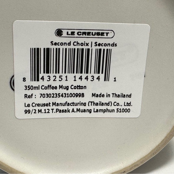 New Le Creuset Matte Cotton White Ceramic 350ml /12oz Coffee Mugs ~ Set Of 2 - Picture 5 of 6